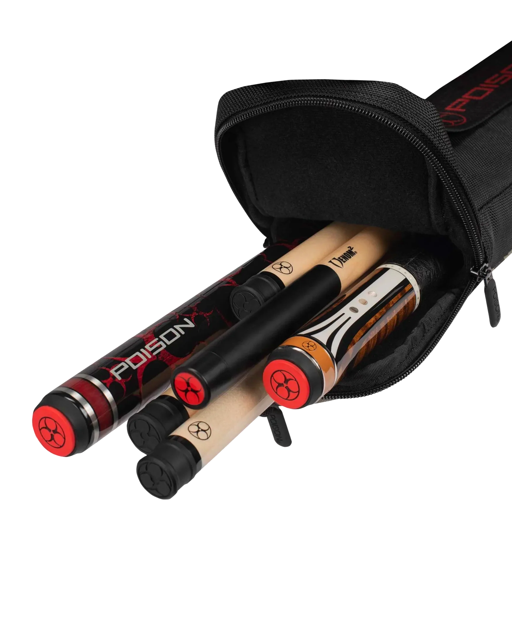 Black carrying case with Poison pool cues inside
