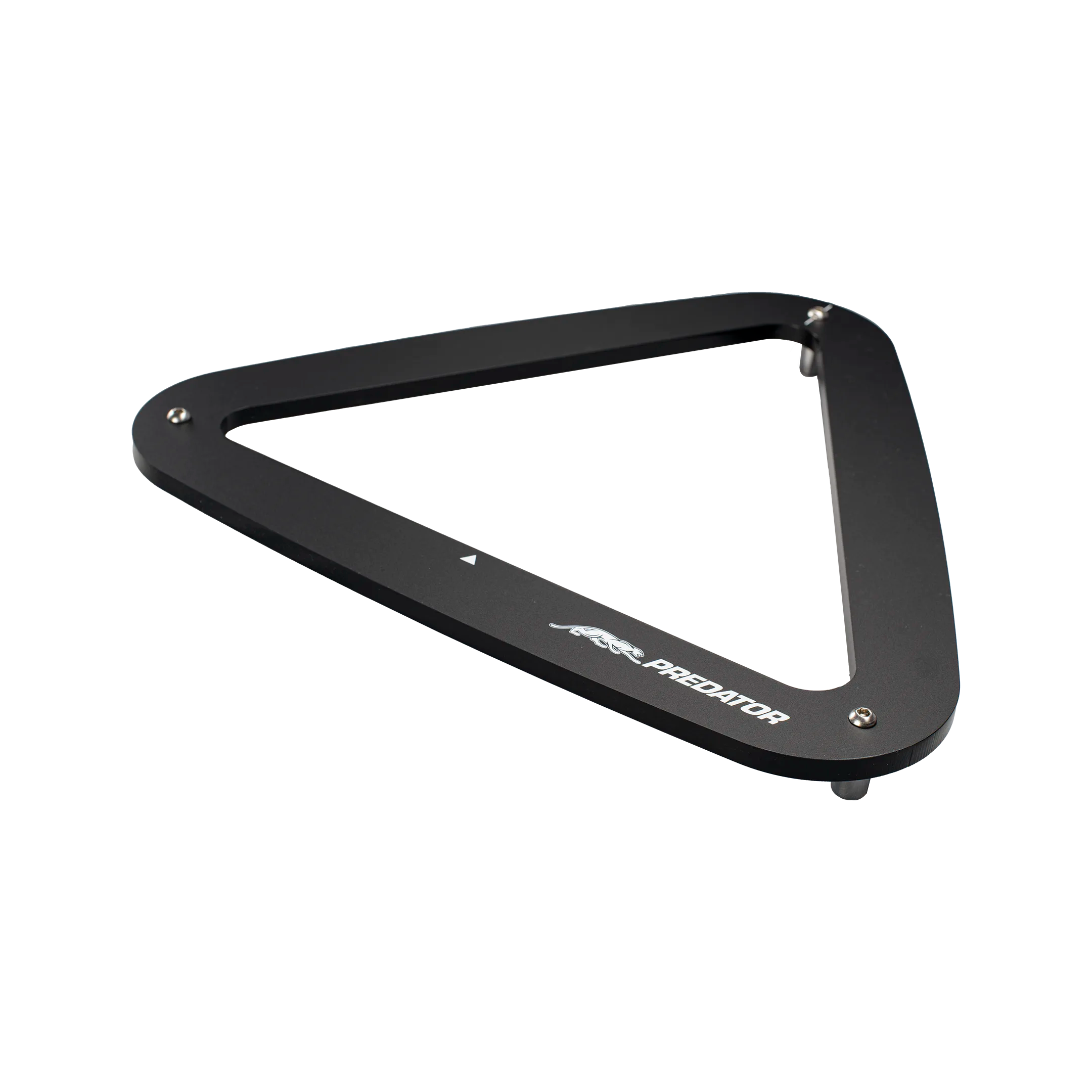 Black billiard triangle rack with 'Predator' branding