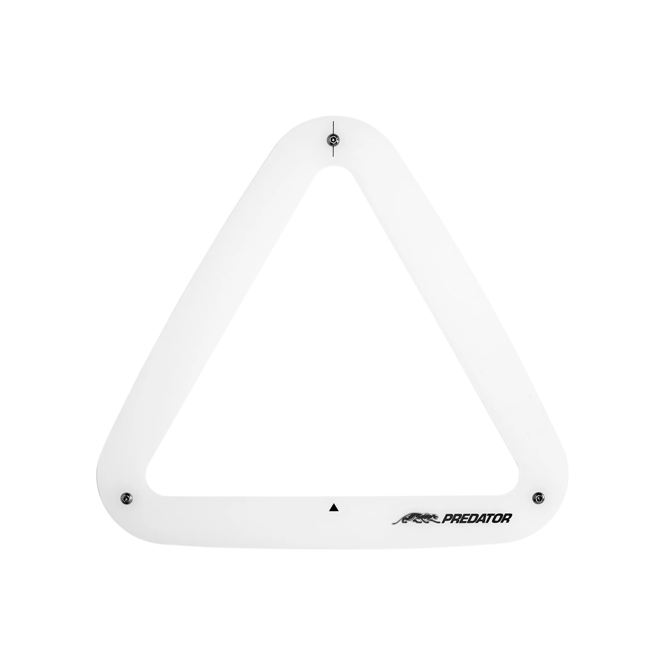White triangle pool ball rack with 'Predator' branding