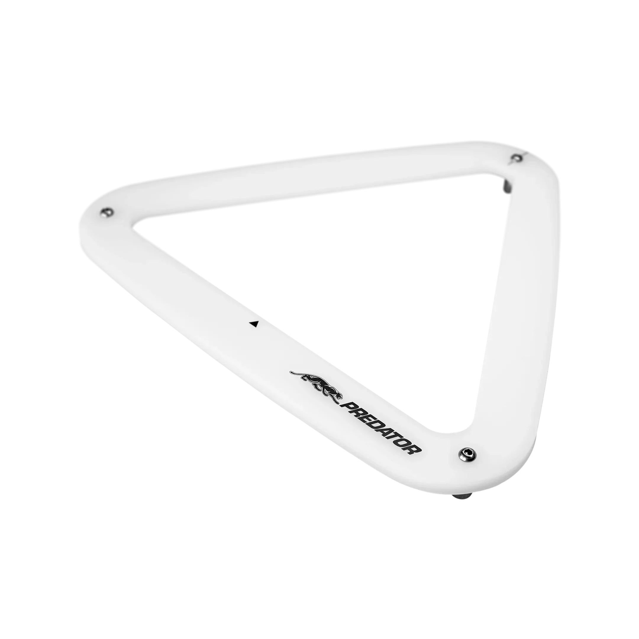 White triangle pool ball rack with 'Predator' branding
