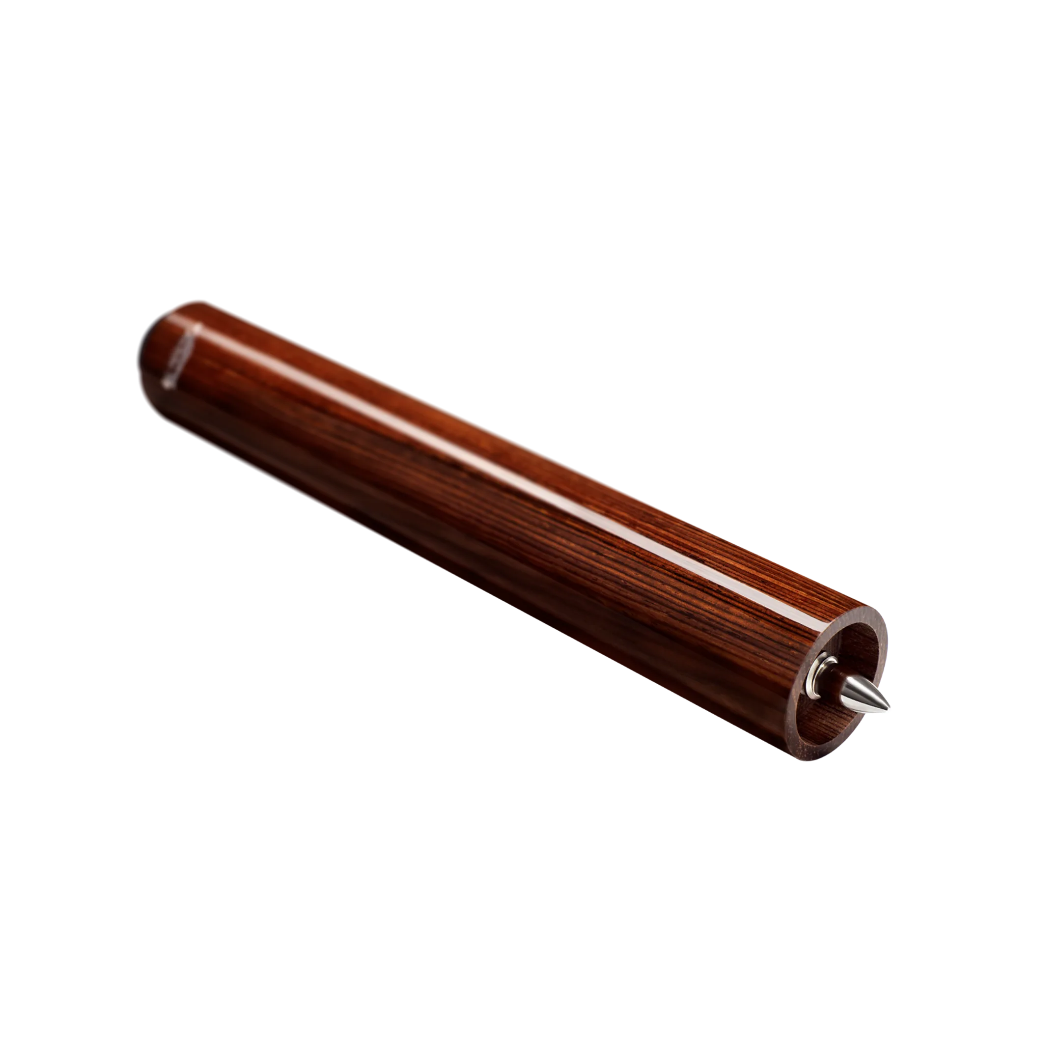 Polished wood cylindrical pool cue extension.