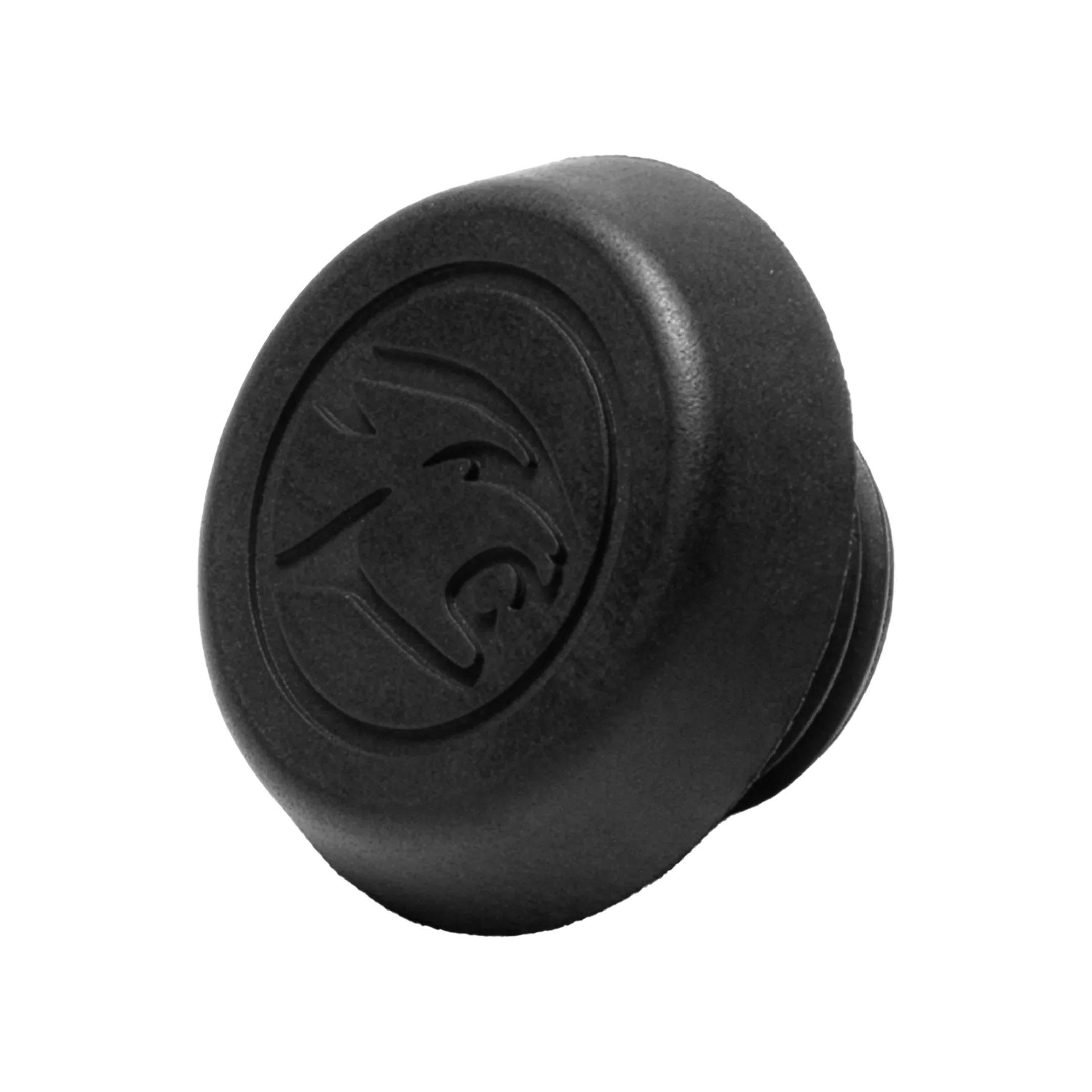 Black pool cue bumper with circular cat head logo