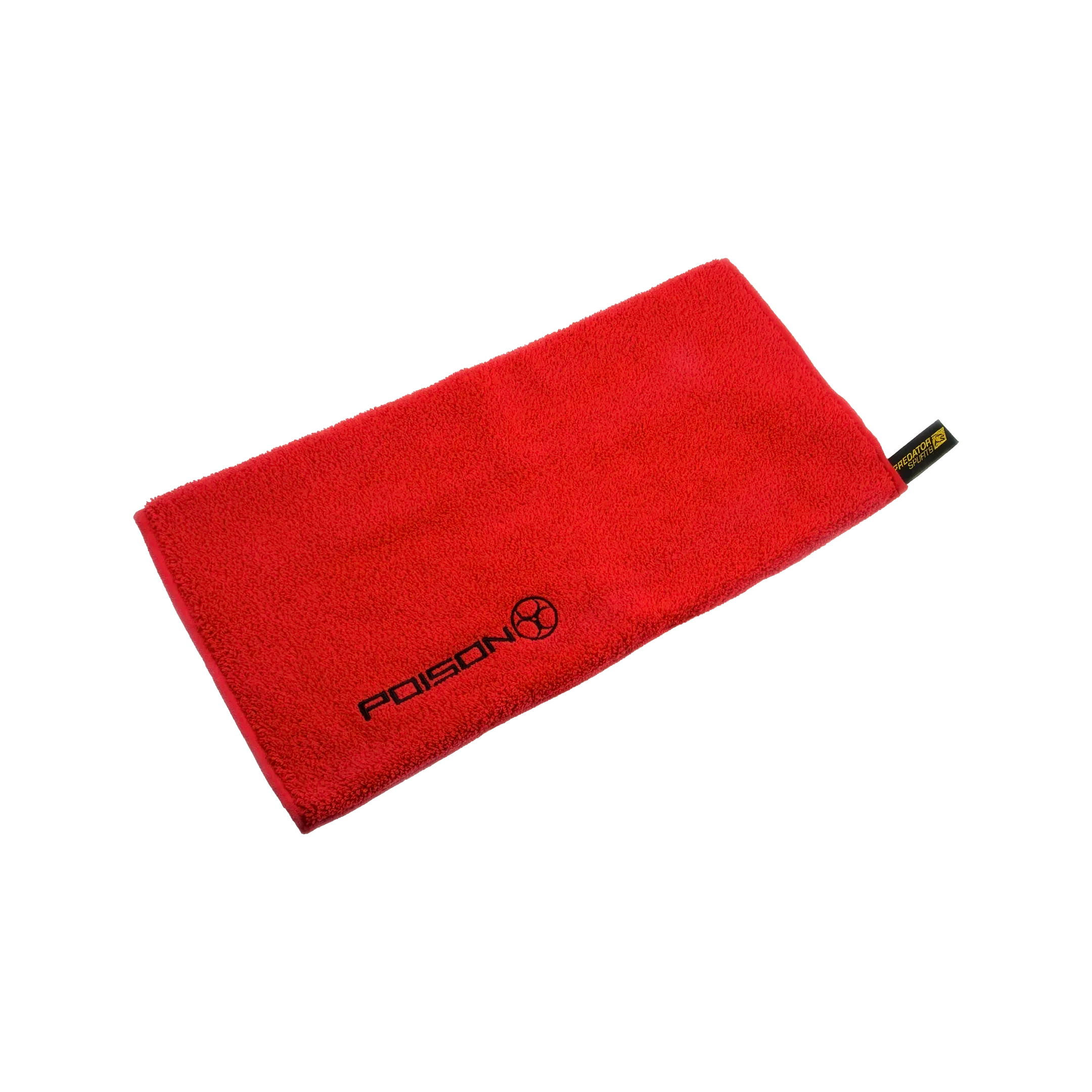 Red towel with black Poison logo