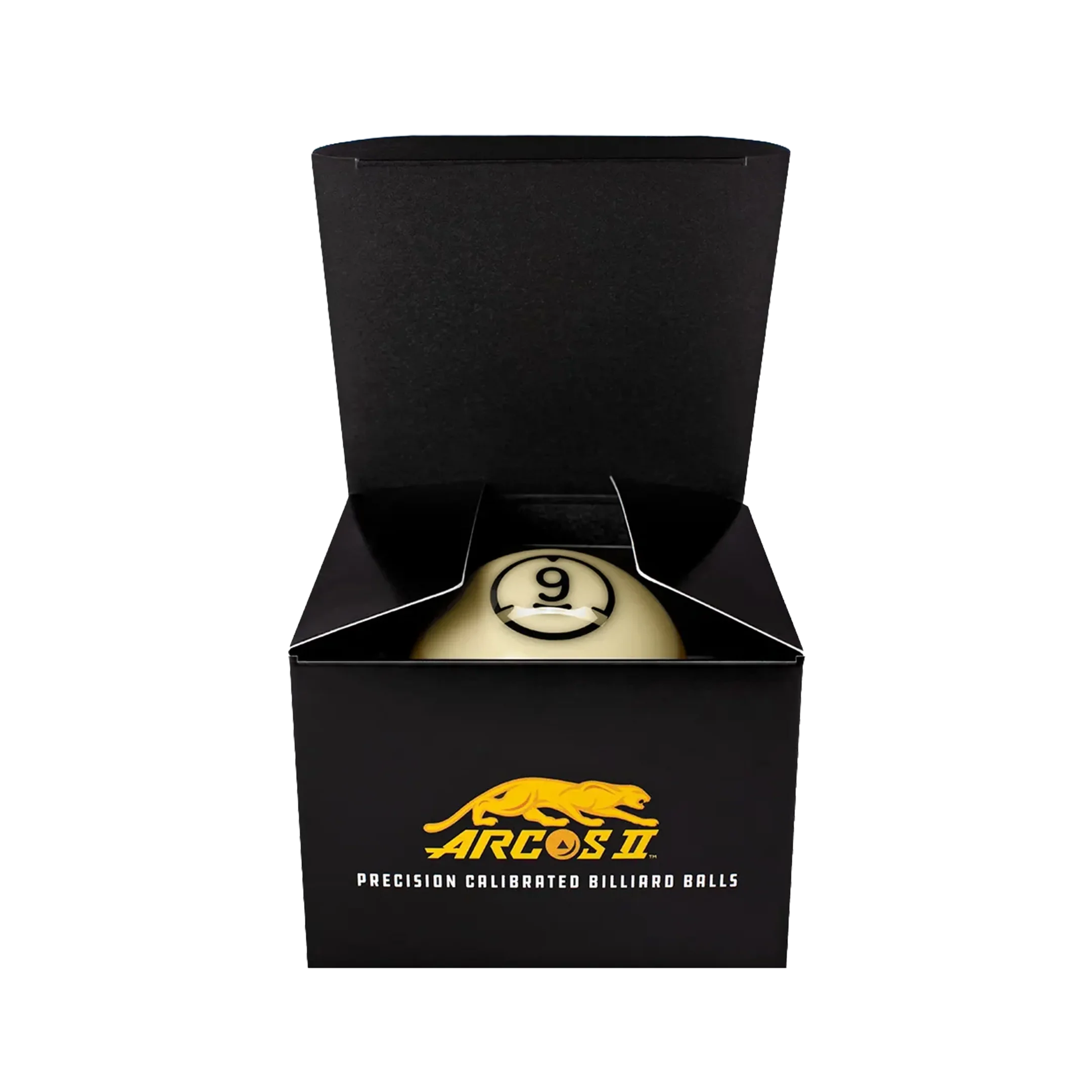 Billiard 9 ball in a black box with Arcos II branding.