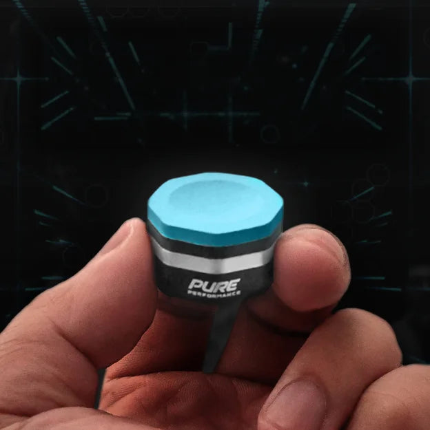 Hand holding a blue pure chalk