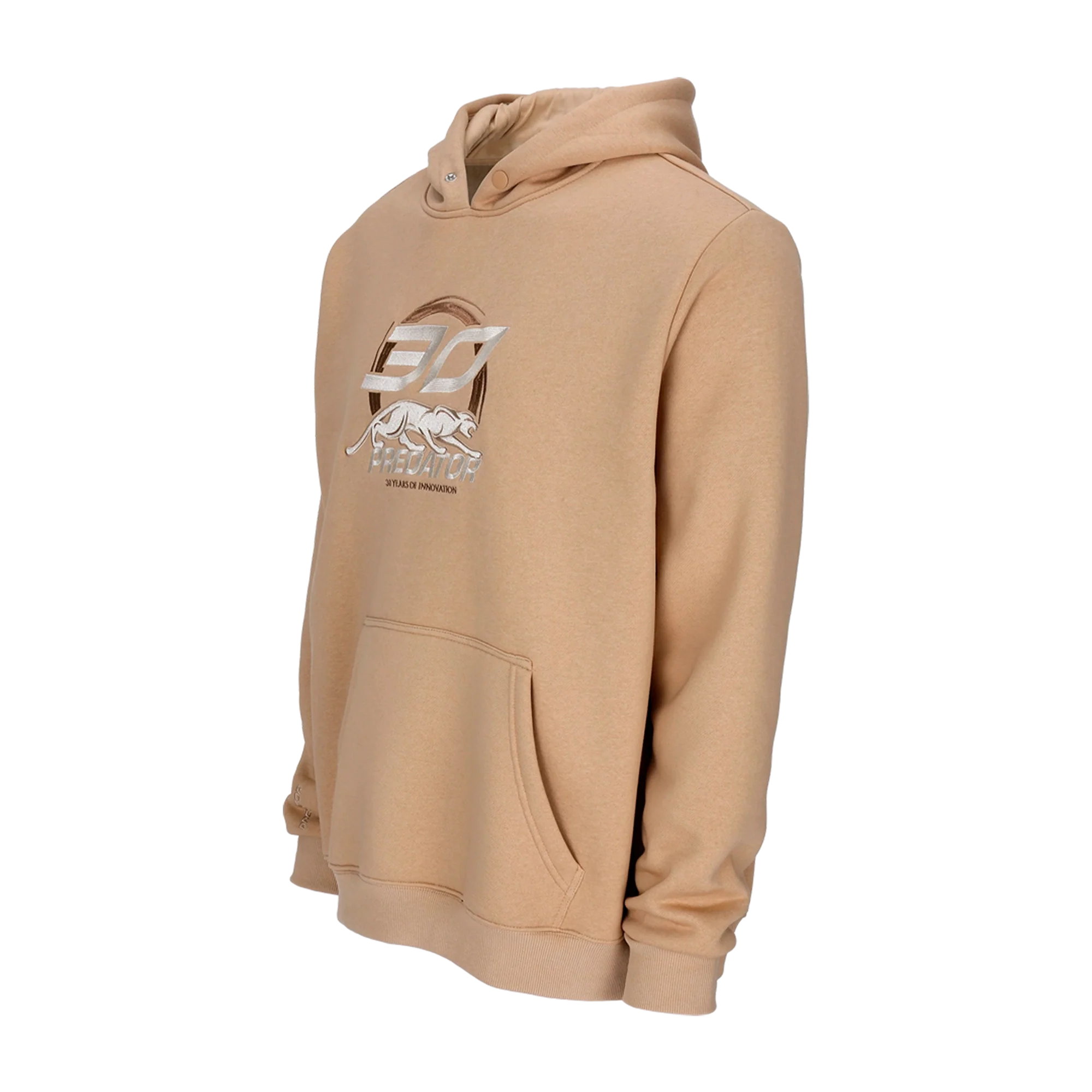Light brown hoodie with white 30 PREDATOR logo