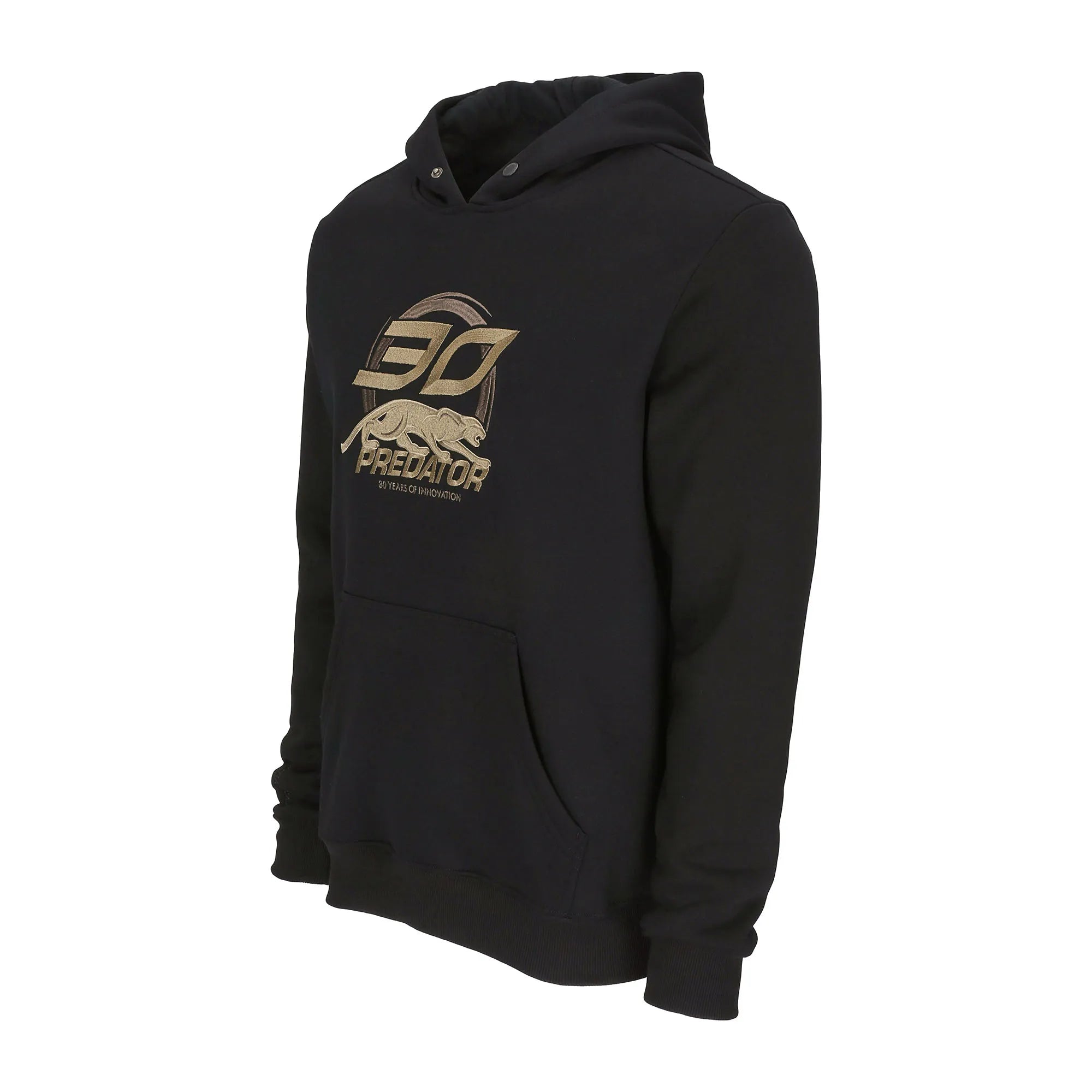 Black hoodie with light brown 30 Predator logo