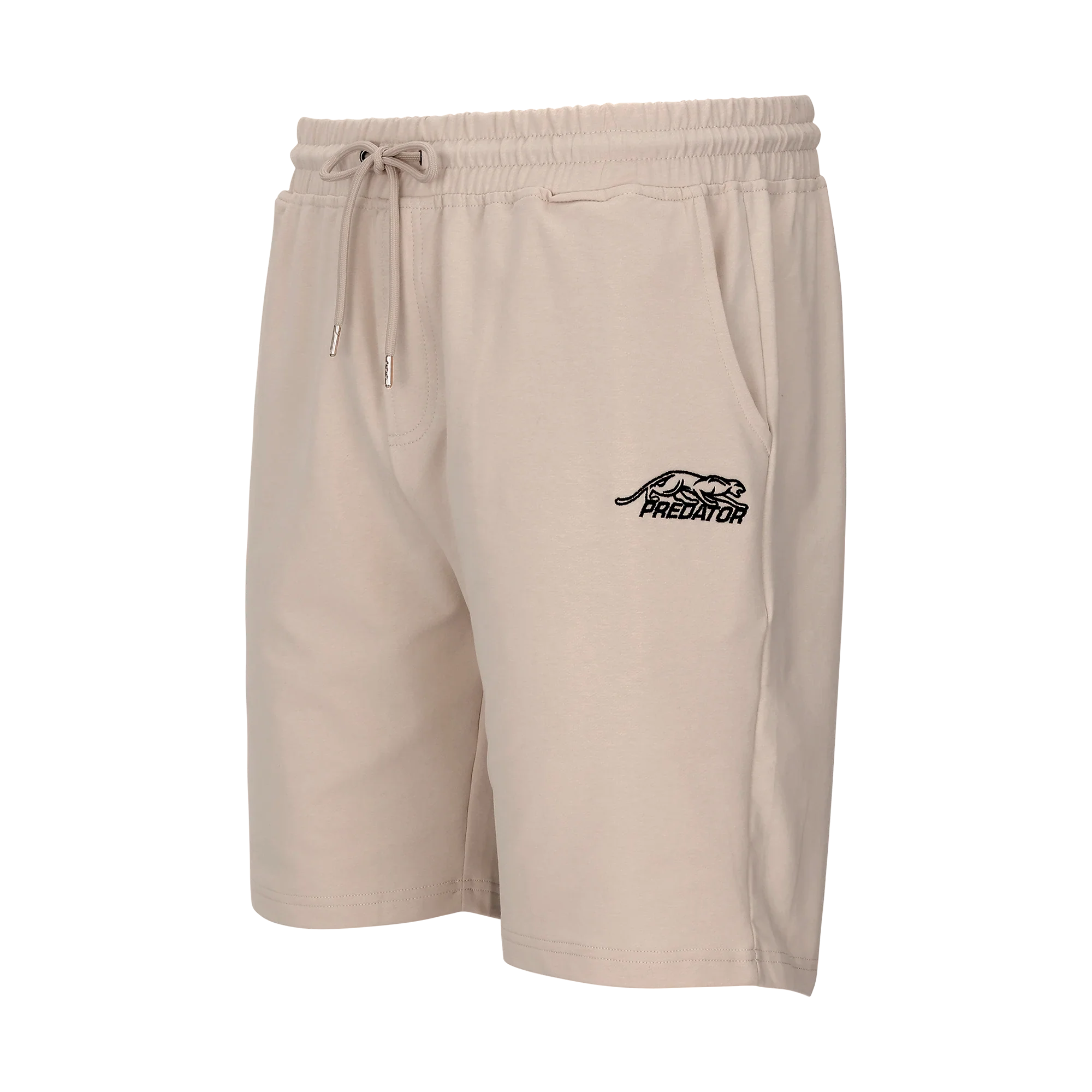 Ivory drawstring shorts with black Predator logo