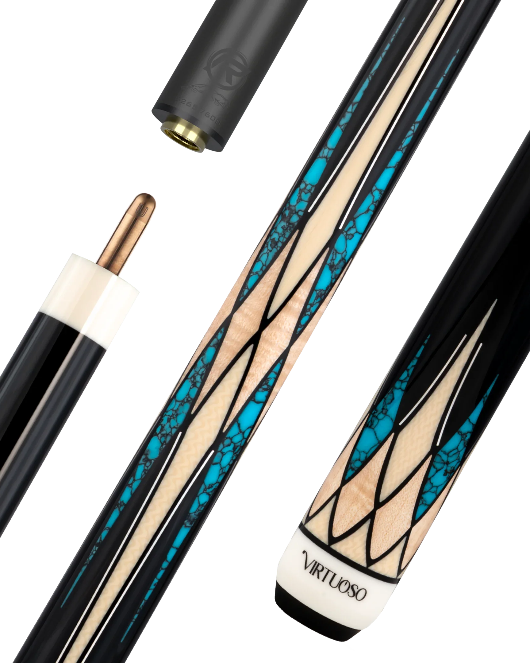 Black and Blue Virtuoso Carom Cue with Logo