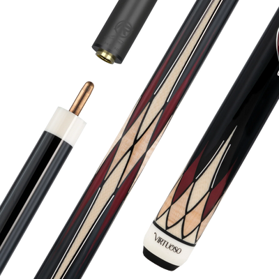 Black and Red Virtuoso Carom Cue
