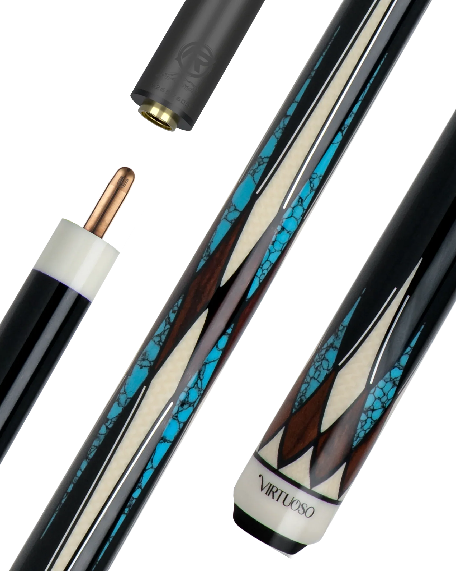 Cocobolo and Blue Virtuoso Carom Cue with Logo