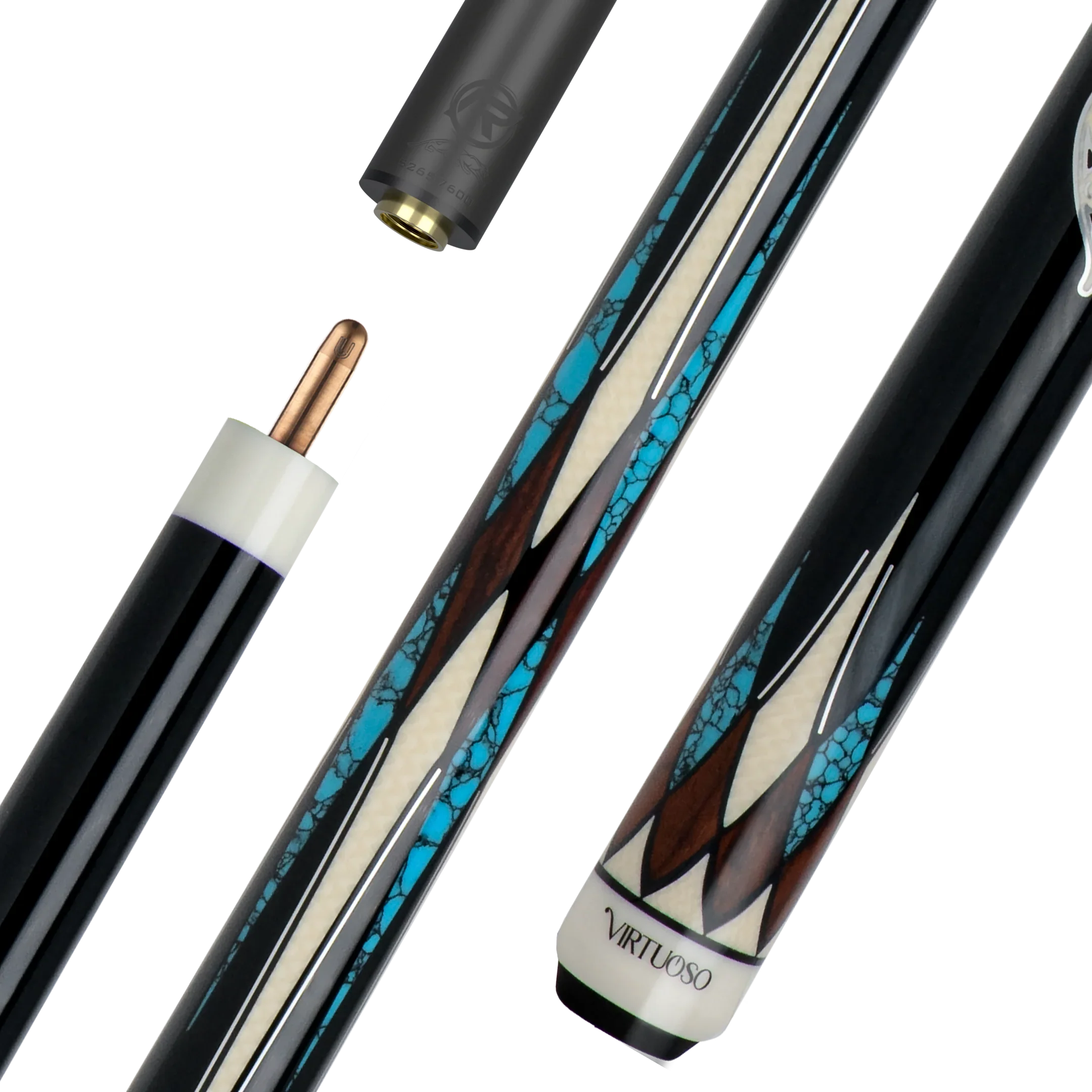 Cocobolo and Blue Virtuoso Carom Cue with Logo