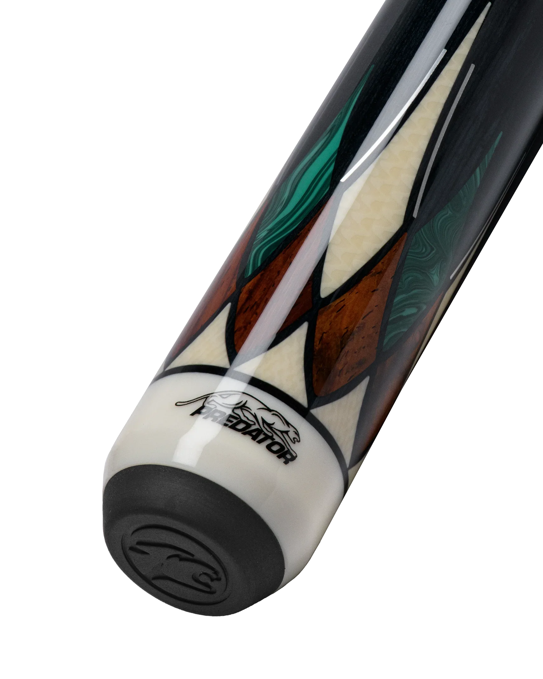 Cocobolo and Green Virtuoso Carom Cue Butt with Logo
