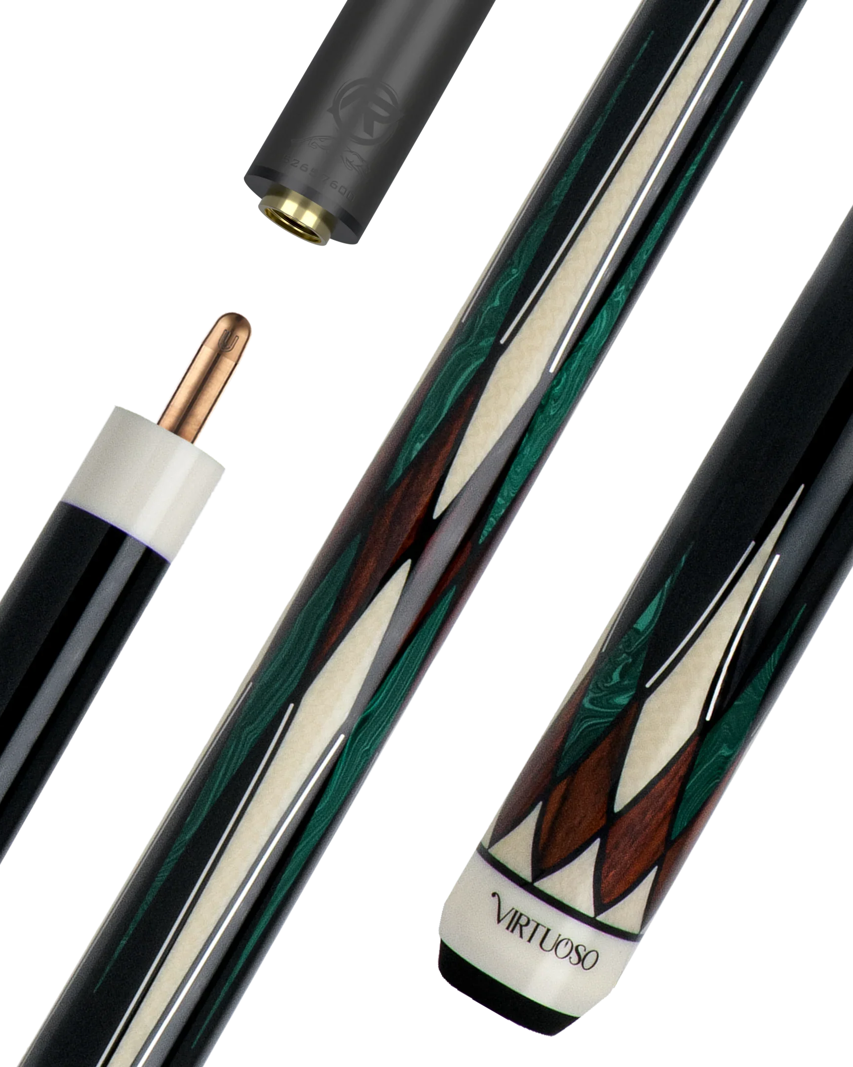 Cocobolo and Green Virtuoso Carom Cue with Logo