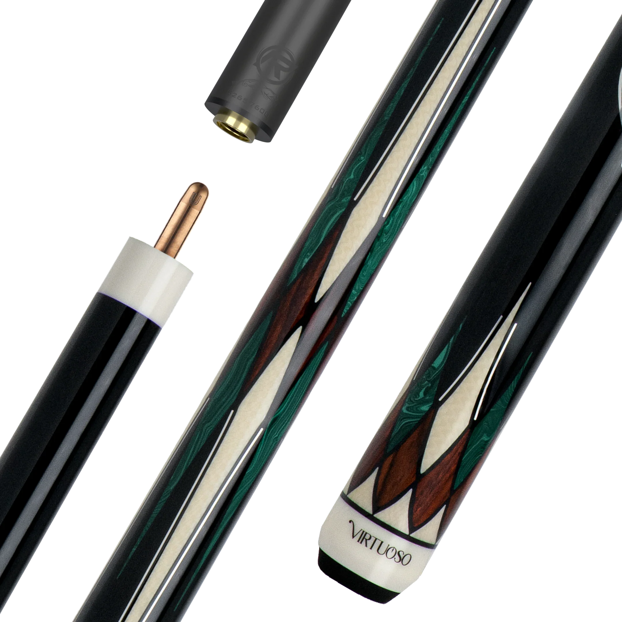 Cocobolo and Green Virtuoso Carom Cue with Logo