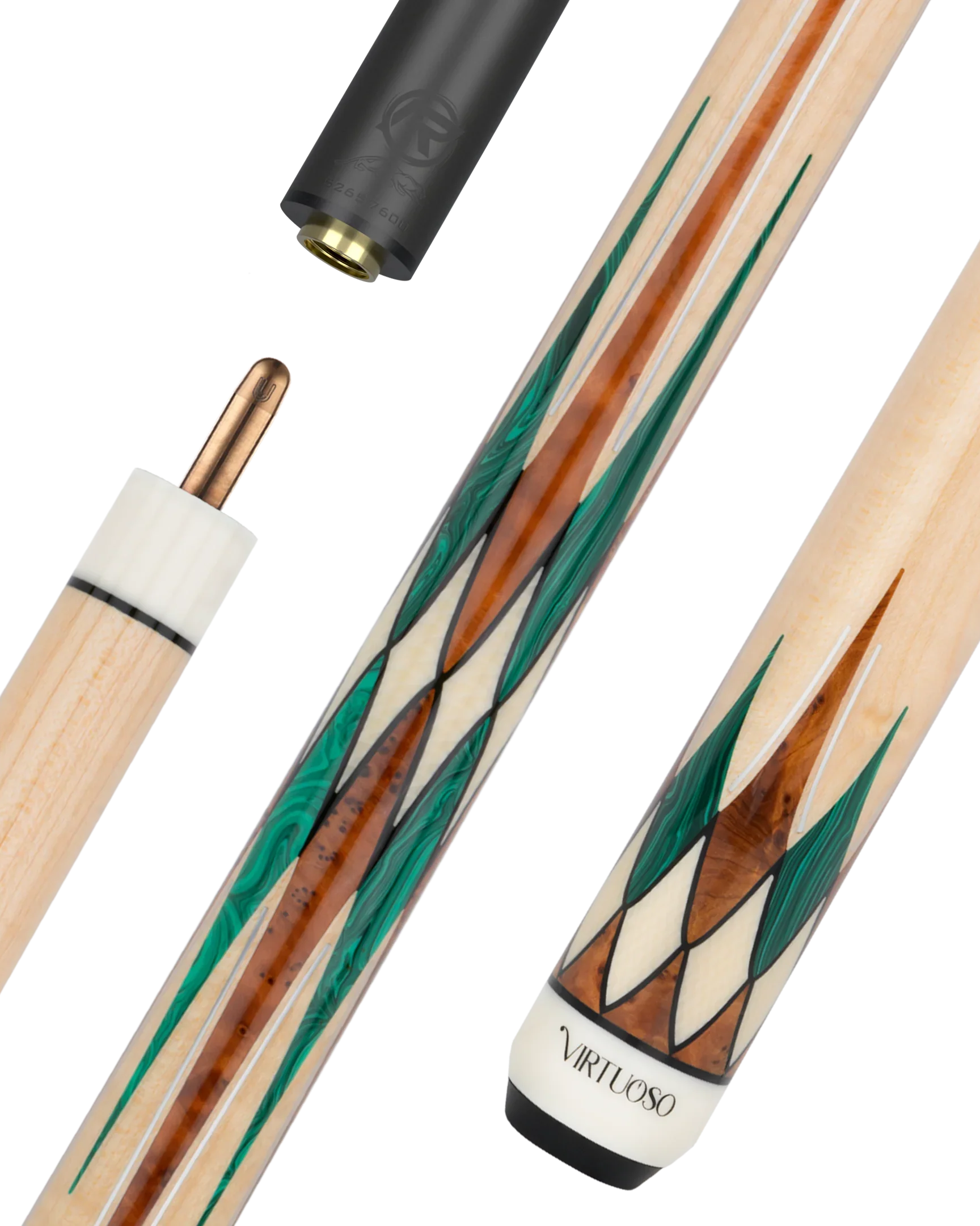 Professional Carom Virtuoso Maple Green Malachite Cue