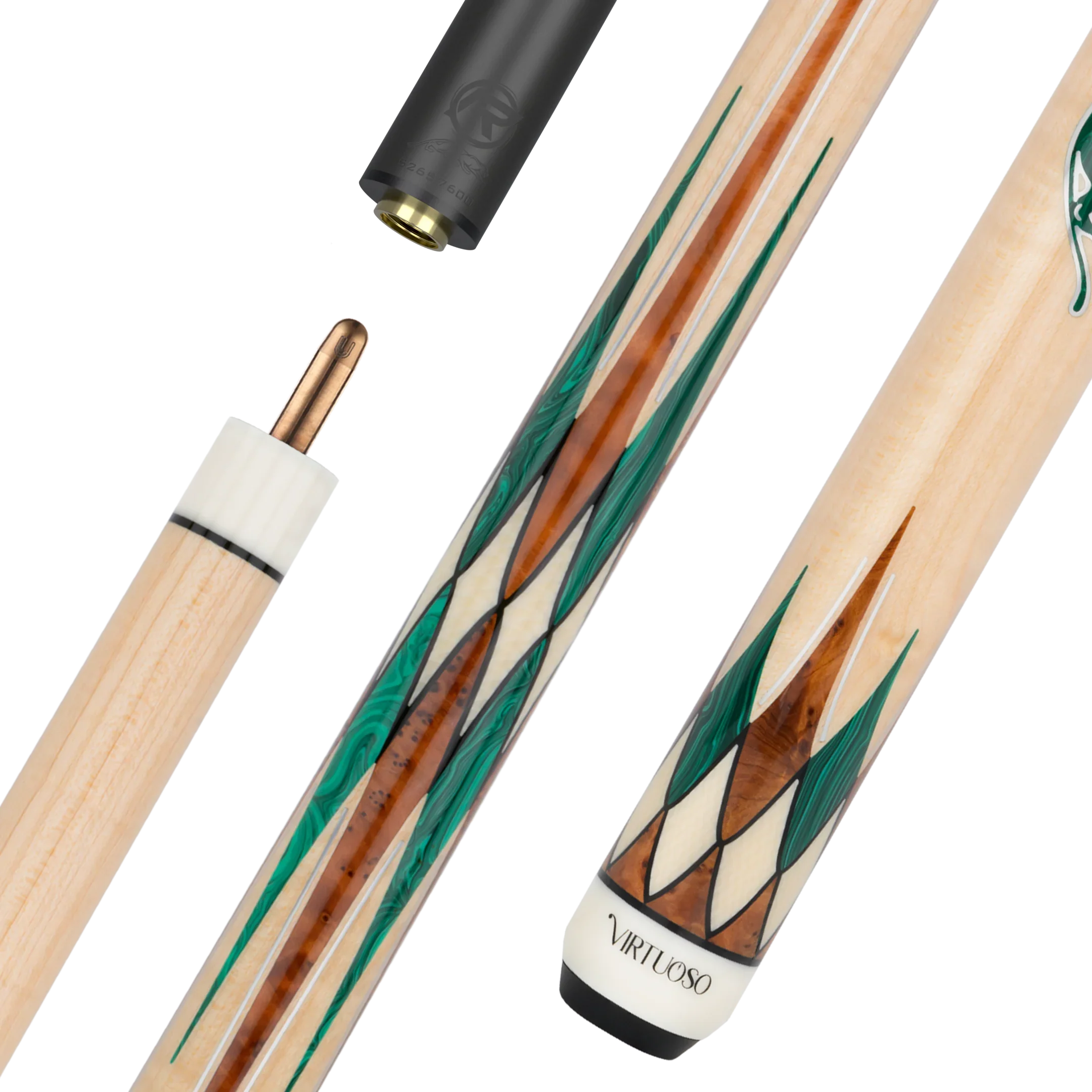 Professional Carom Virtuoso Maple Green Malachite Cue