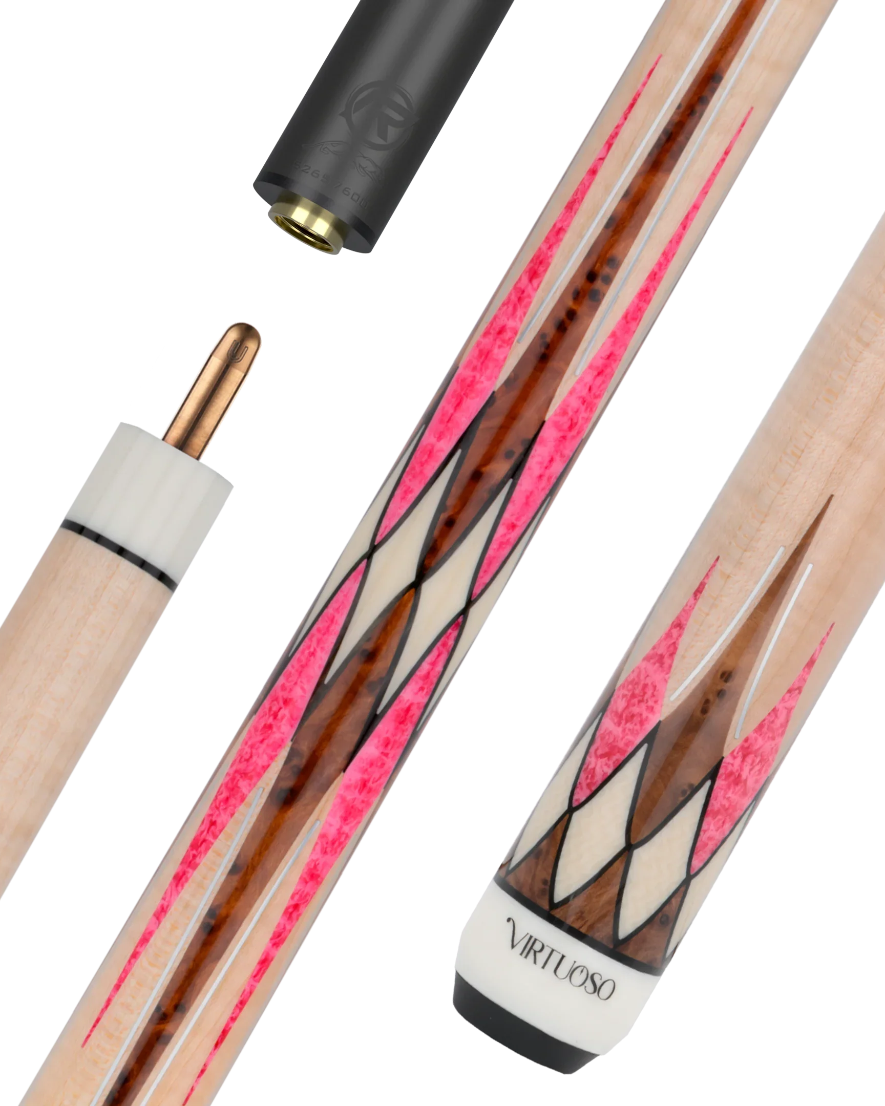 Maple and Pink Virtuoso Carom Cue with Logo