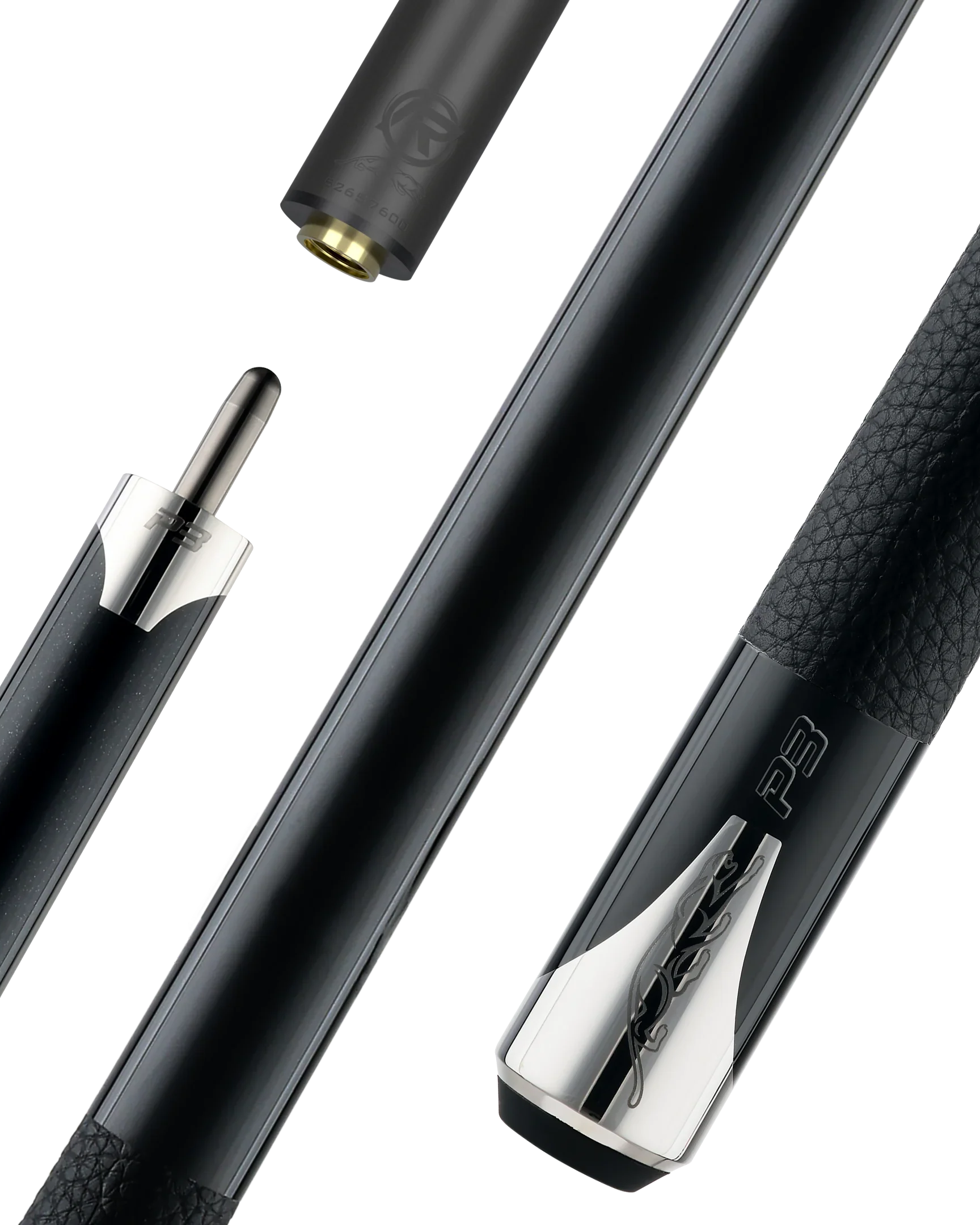 P3 black pool cue luxe leather wrap with logo