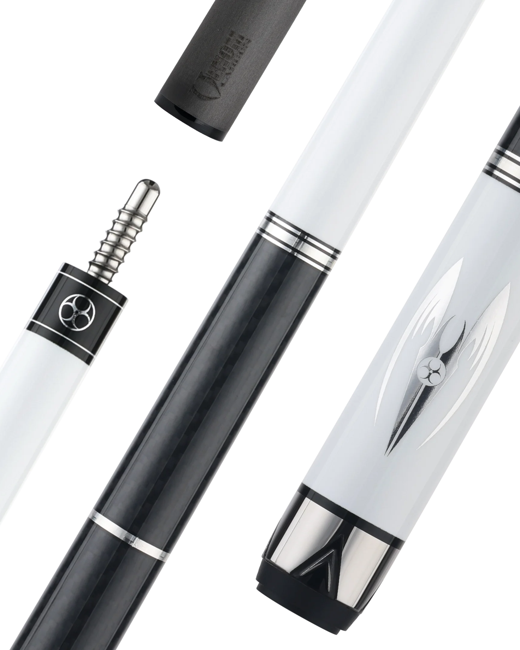 POISON Maelith White and Black Vinyl Wrap Pool Cue