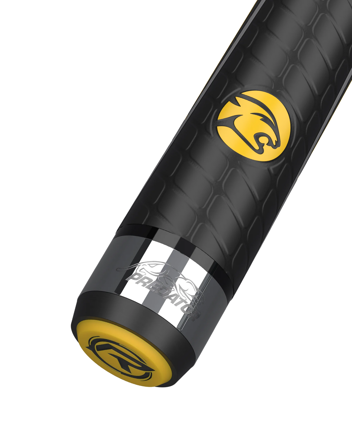 Predator BK Rush Signature Black/Yellow Sport Wrap Break Cue Butt With Brand Mark Rotated