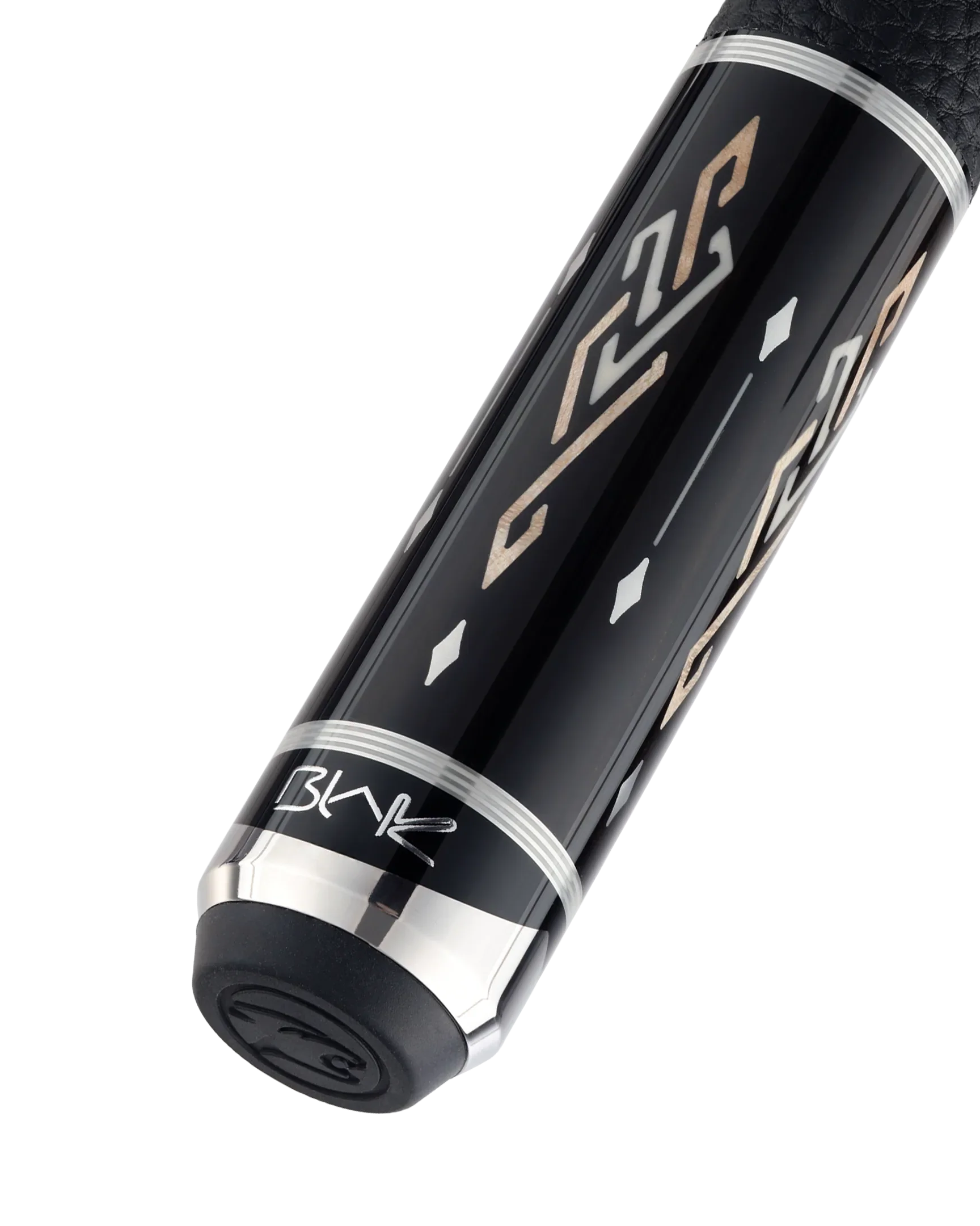 Blak5 1 pool cue butt closeup rotated