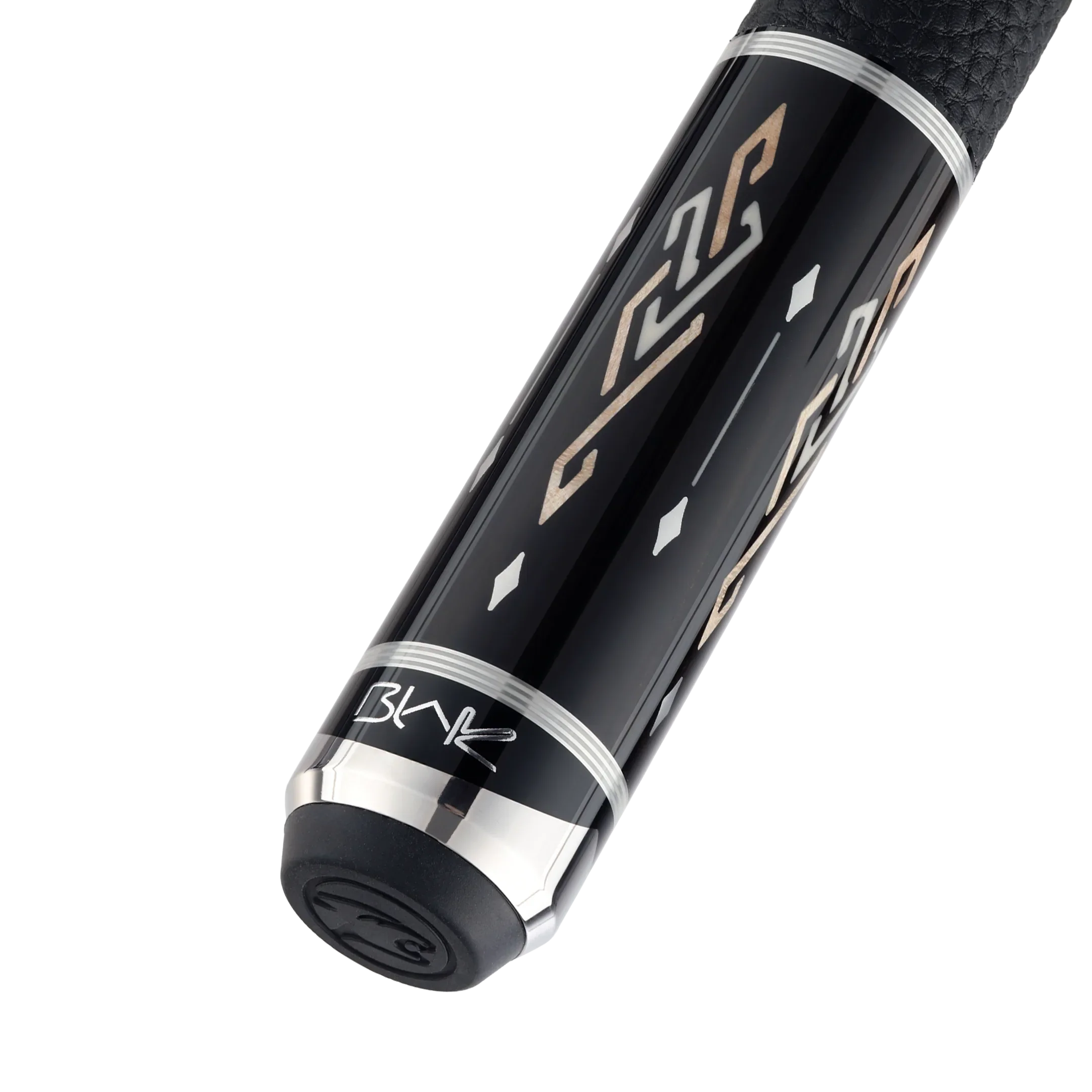 Blak5 1 pool cue butt closeup rotated