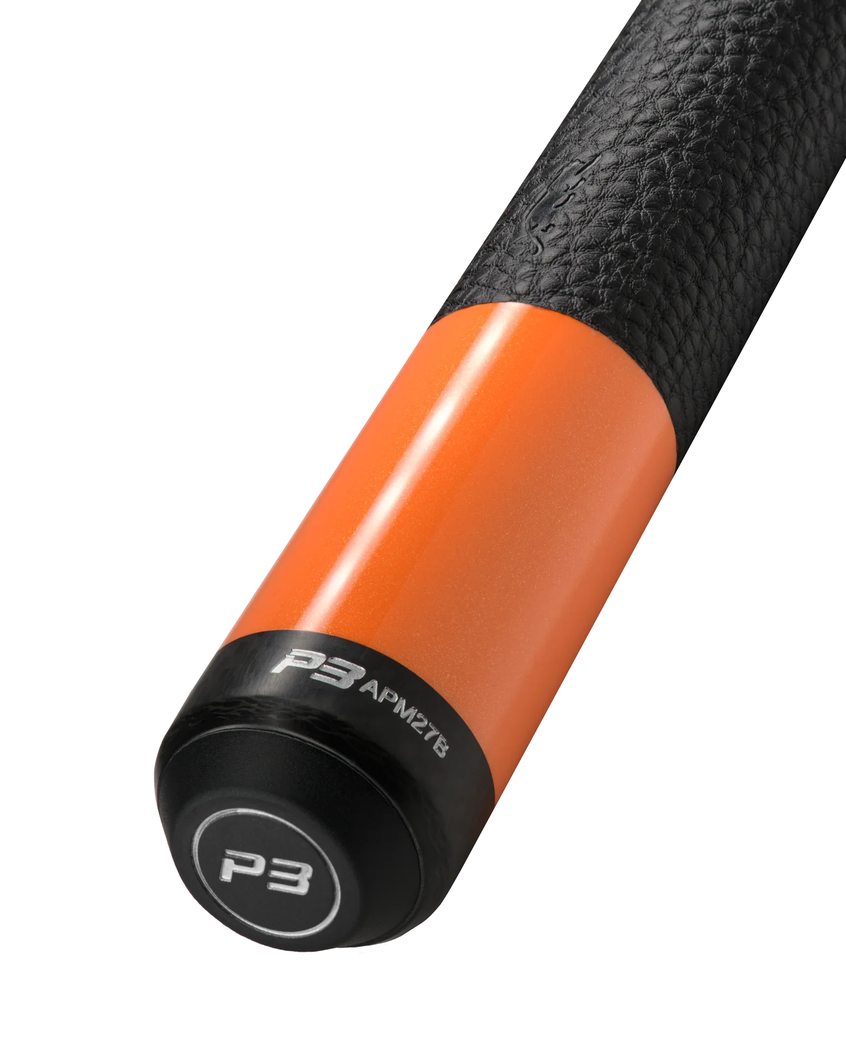 P3 Orange Leather Wrap cue butt