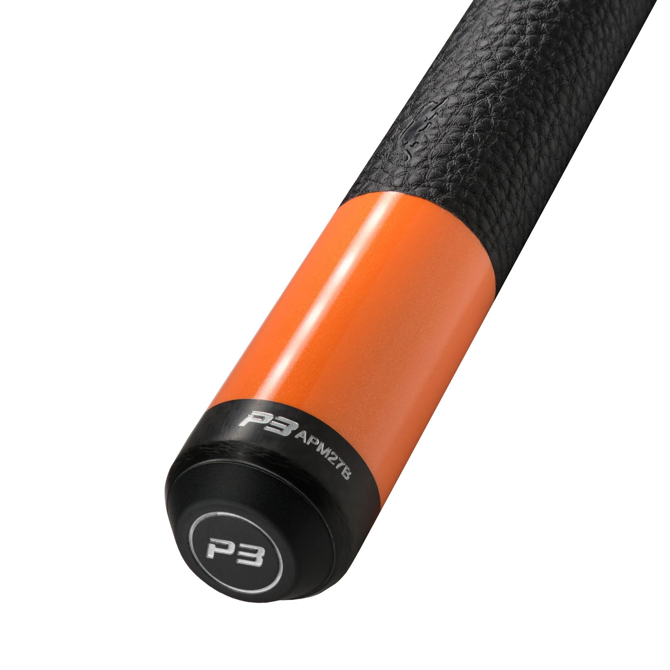 P3 Orange Leather Wrap cue butt