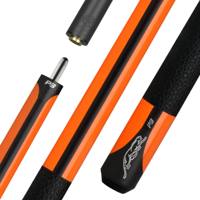 P3 Orange Leather Wrap pool cue with pin