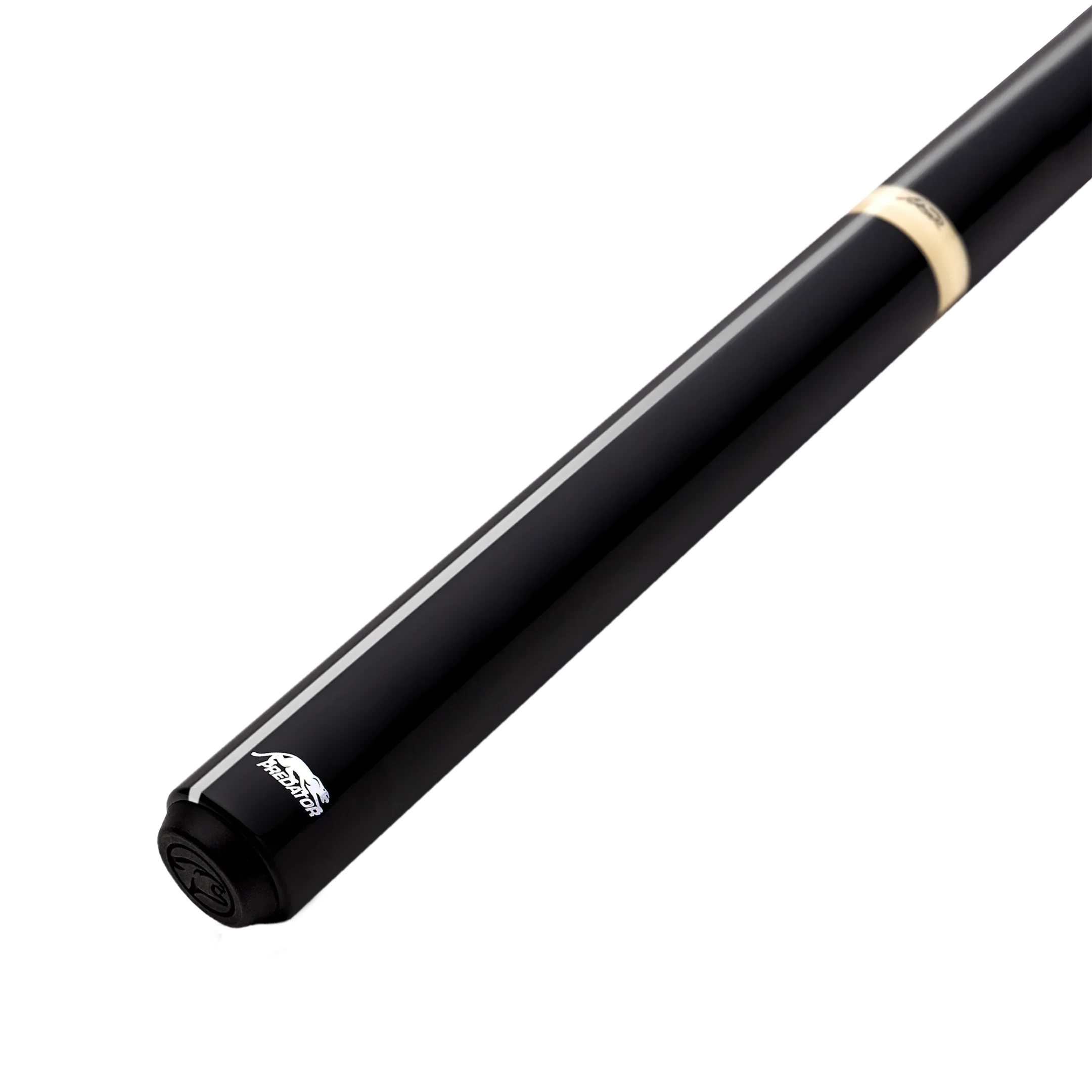 Black pool cue with pale accent ring