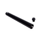 Black cylindrical pool cue extender with black screw-in cue bumper.