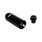 Shiny, cylindrical pool cue extension with black screw-in cue bumper.