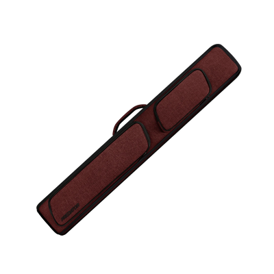 Burgundy pool cue case with black trim and black Predator logo on a white background.