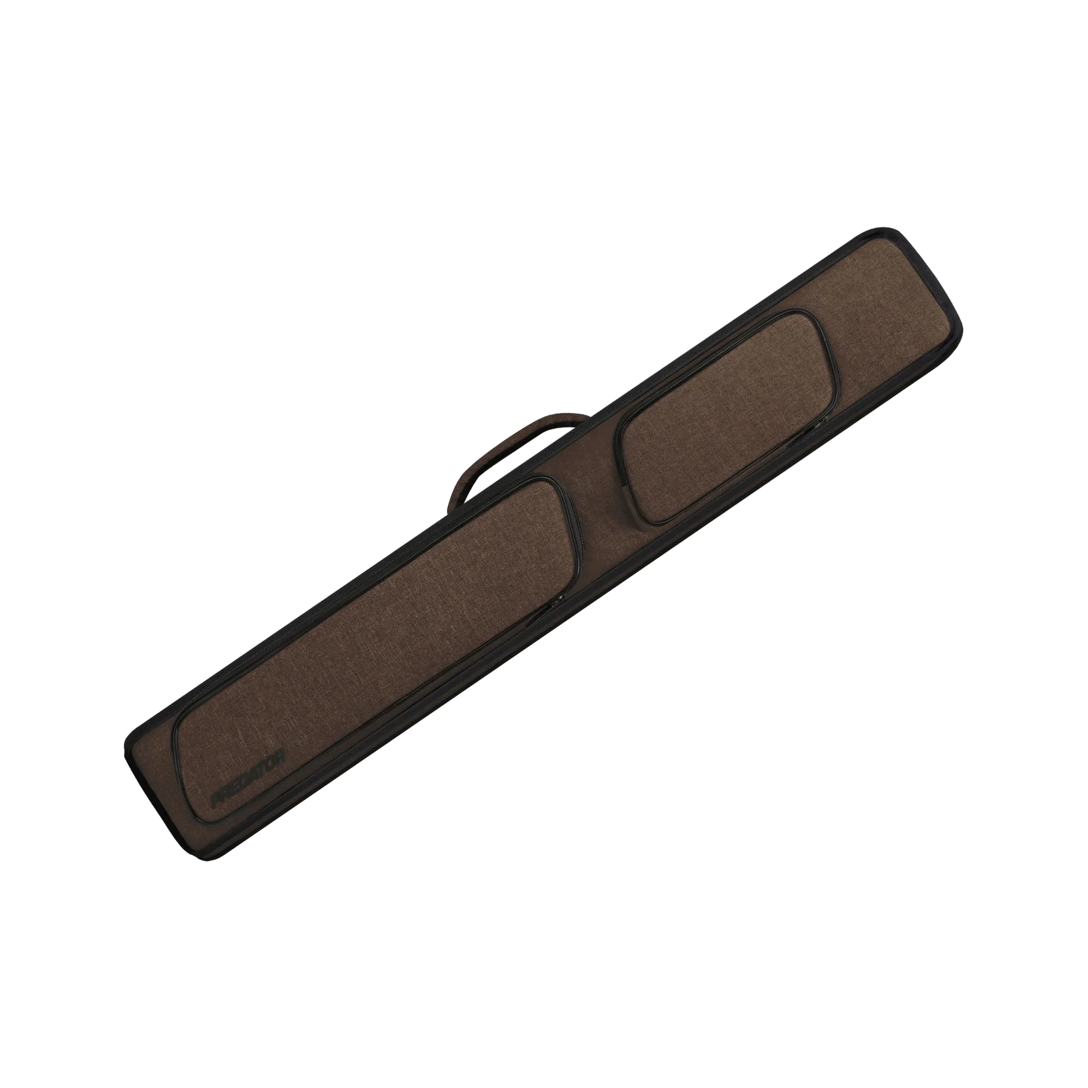 Brown fabric case with black trim and black Predator logo