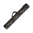 Camouflage-patterned pool cue case with a red handle and POISON logo on a white background.