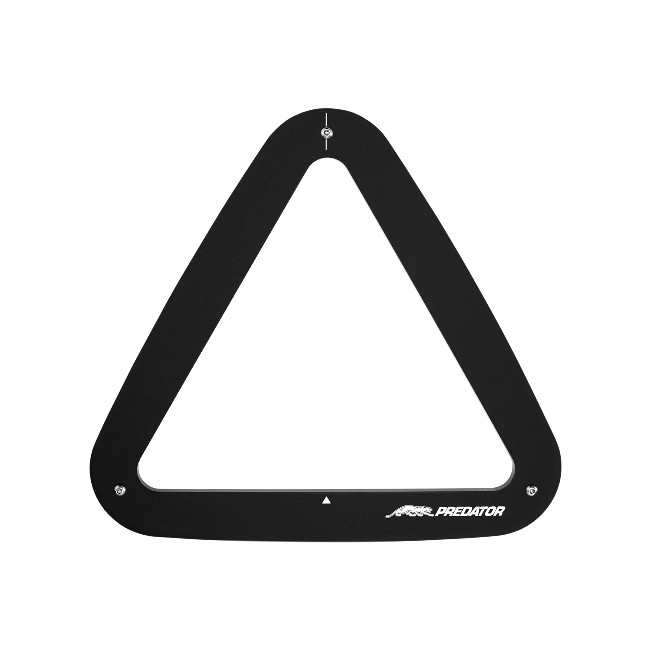 Black triangle billiard ball rack with 'Predator' branding