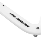 Close-up of a white pool rack with 'Predator' branding