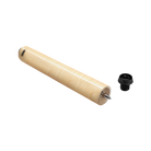 Pale wood cylindrical pool cue extension with black screw-in pool cue bumper. 