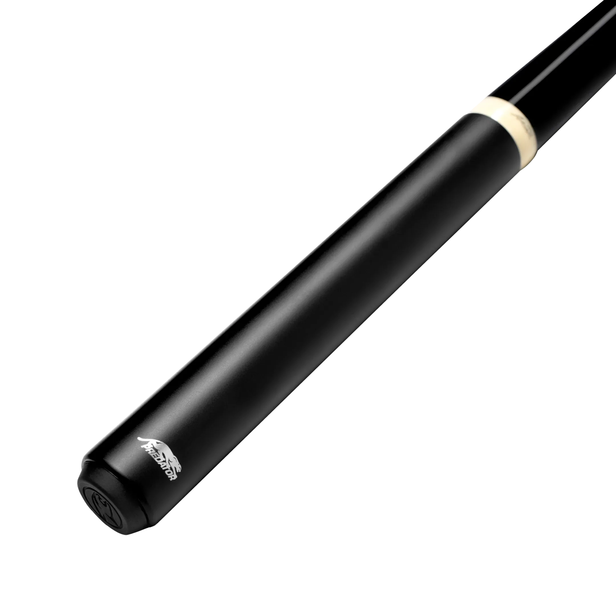 Black pool cue with a white ring accent