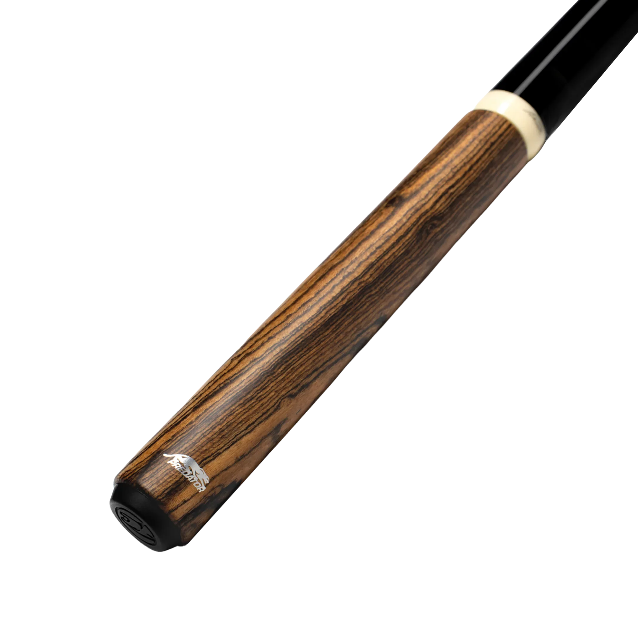 Wooden pool cue with black and white accents