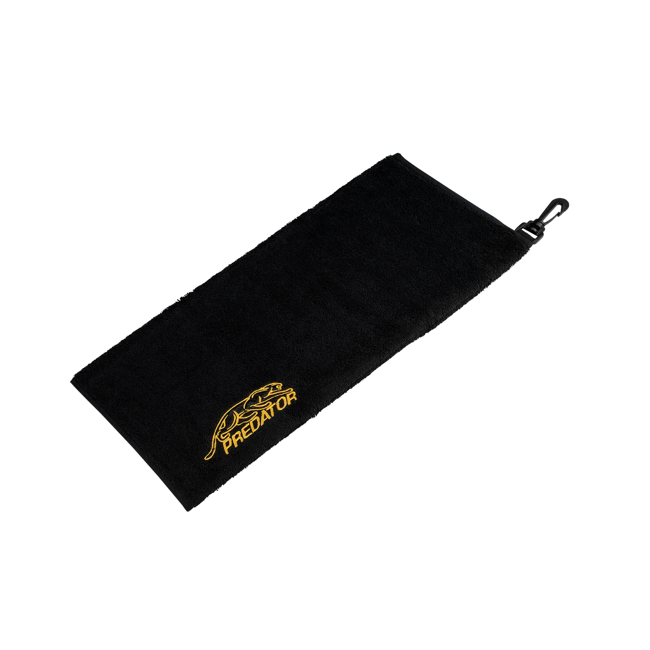 Black towel with gold Predator logo