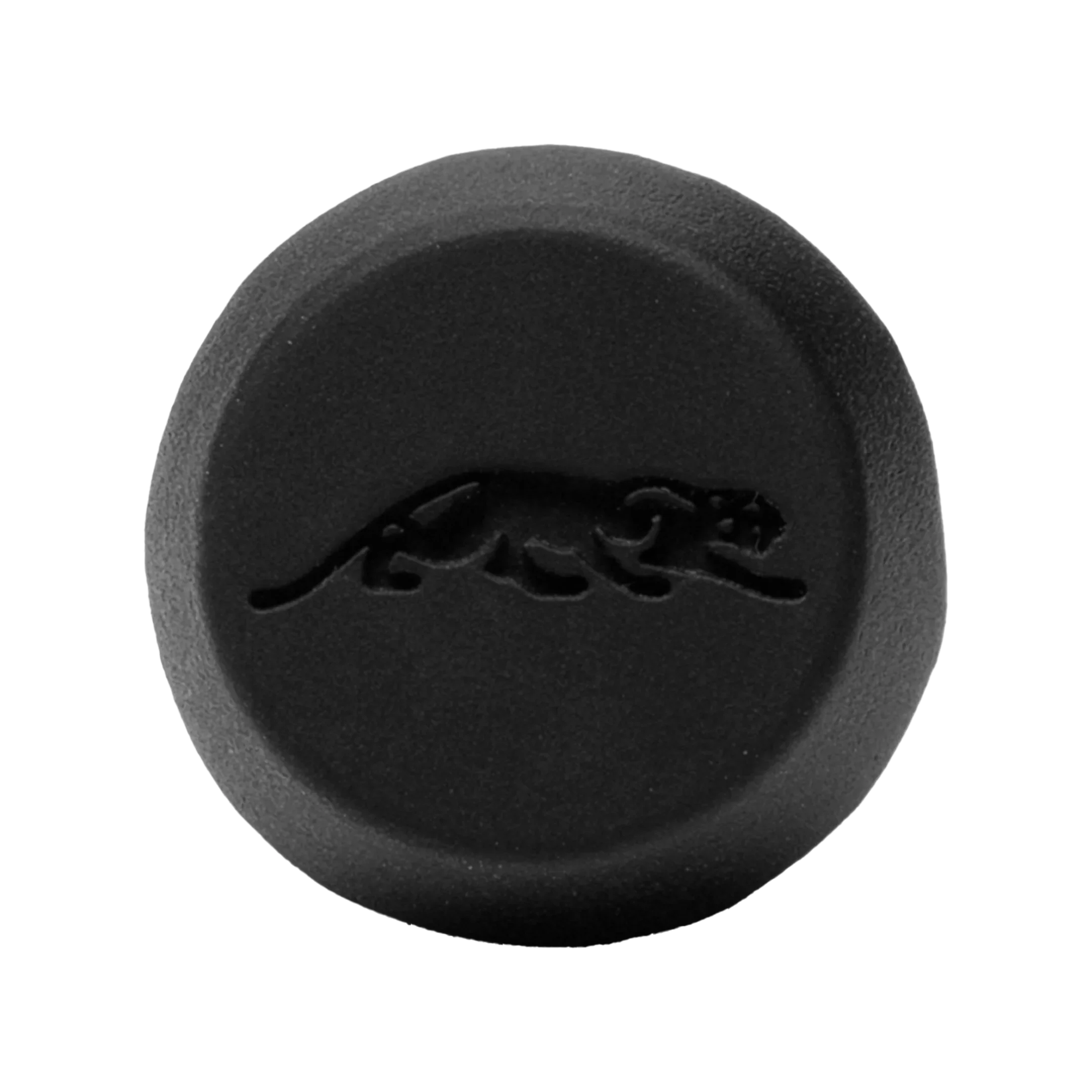 Black rubber pool cue bumper with cat logo