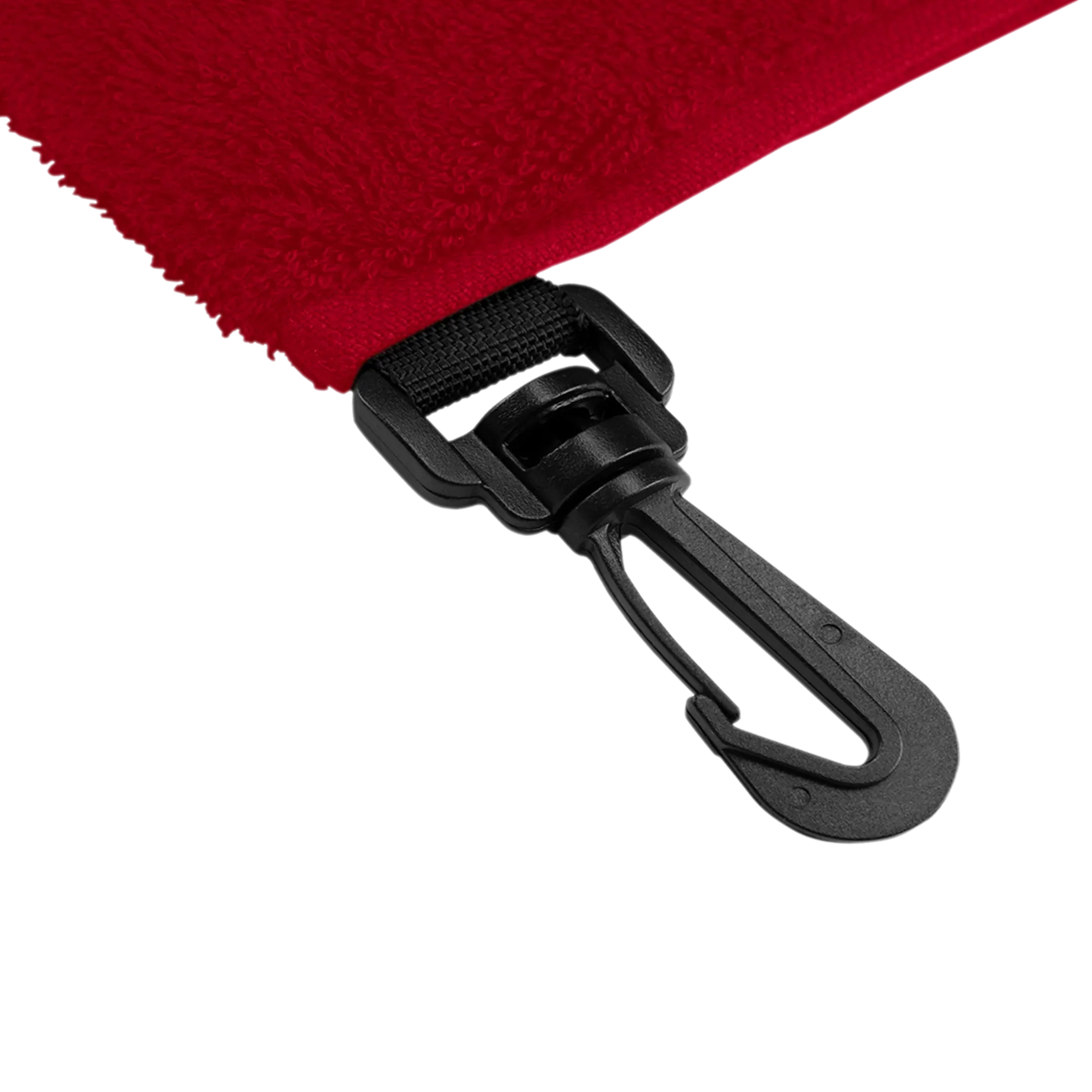 Red towel with a black clip