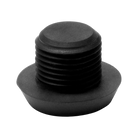 Black threaded plug on a white background.