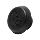 Black pool cue bumper with circular cat head logo
