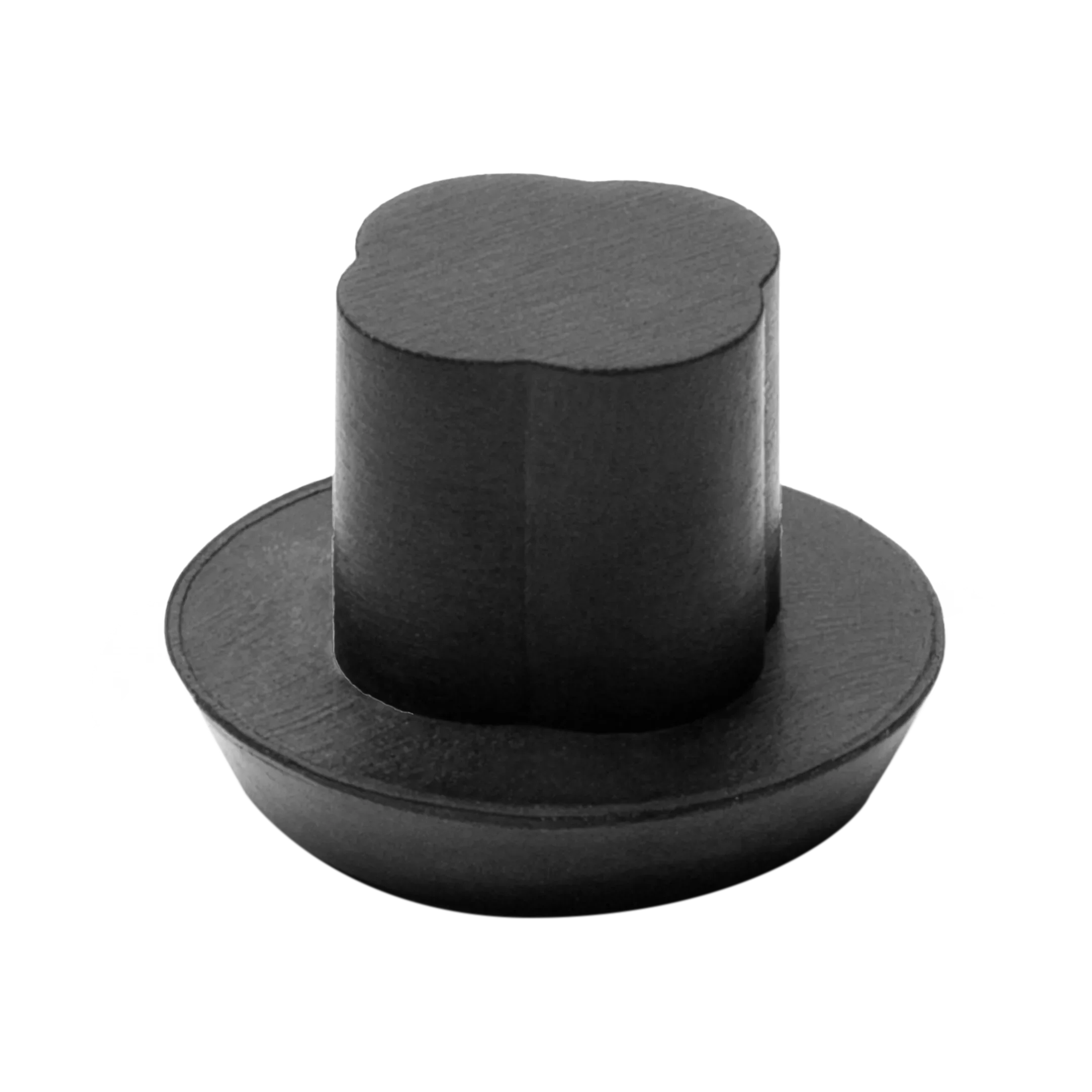 Bottom view of black pool cue bumper