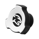 Black and white pool cue bumper with white Predator cat head logo.