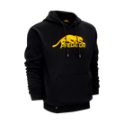 Black hoodie with gold Predator logo against a white background.