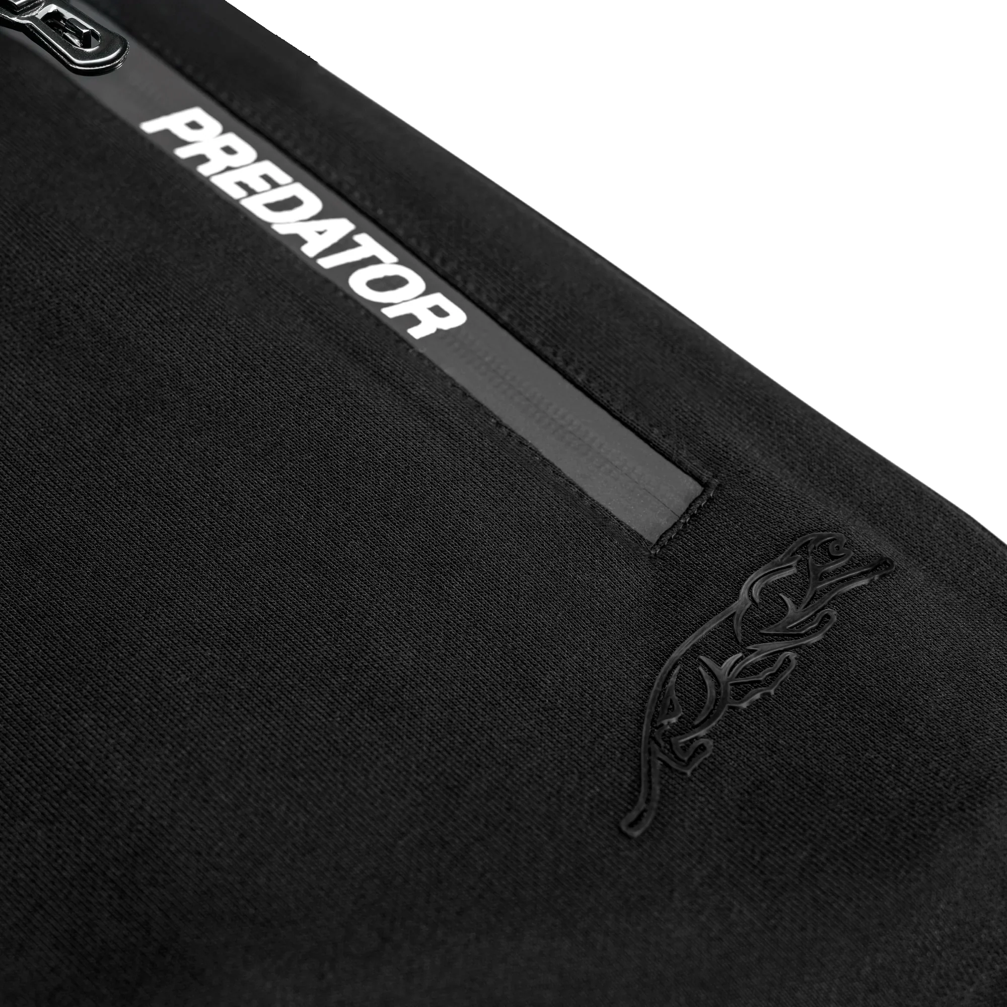 Predator Zip-Up Jacket - Close-up of zipper with 'Predator' text on flap of side pocket